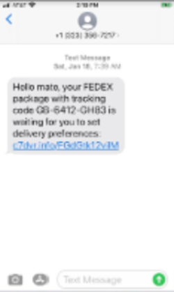 text message scam example